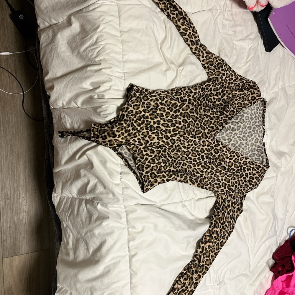 Brandy Melville Brown Bodysuit with Plunging Neckline